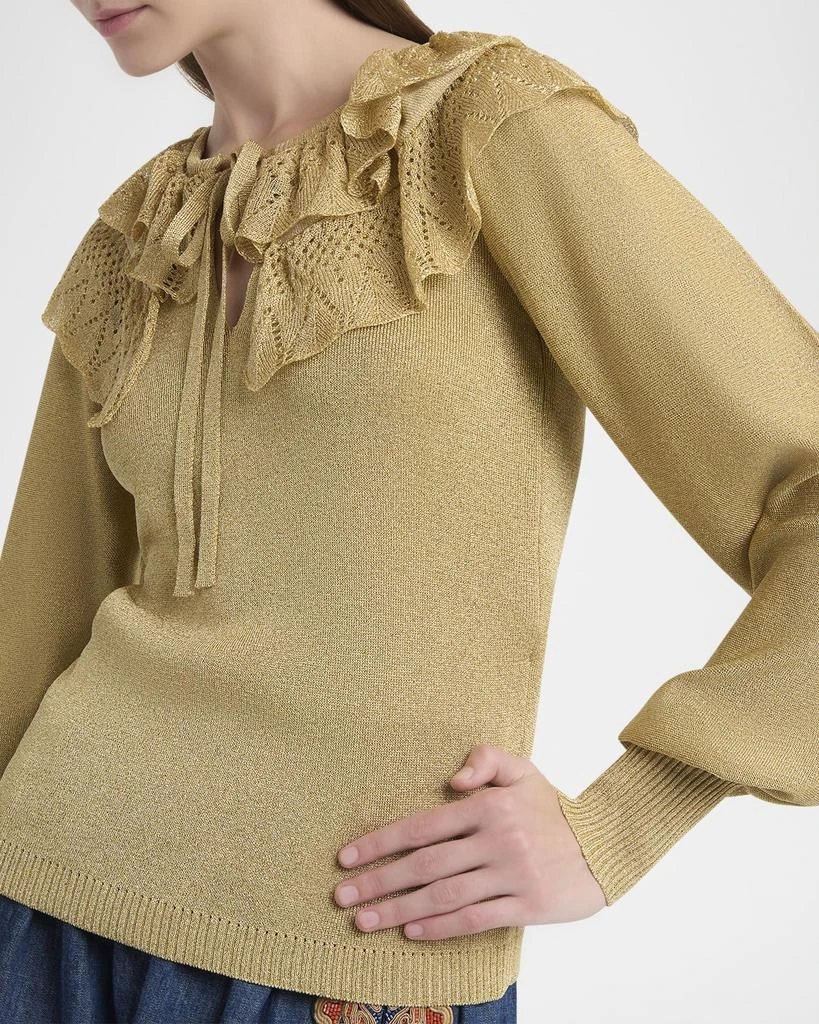 Valentino Ruffle Metallic Knit Sweater 5