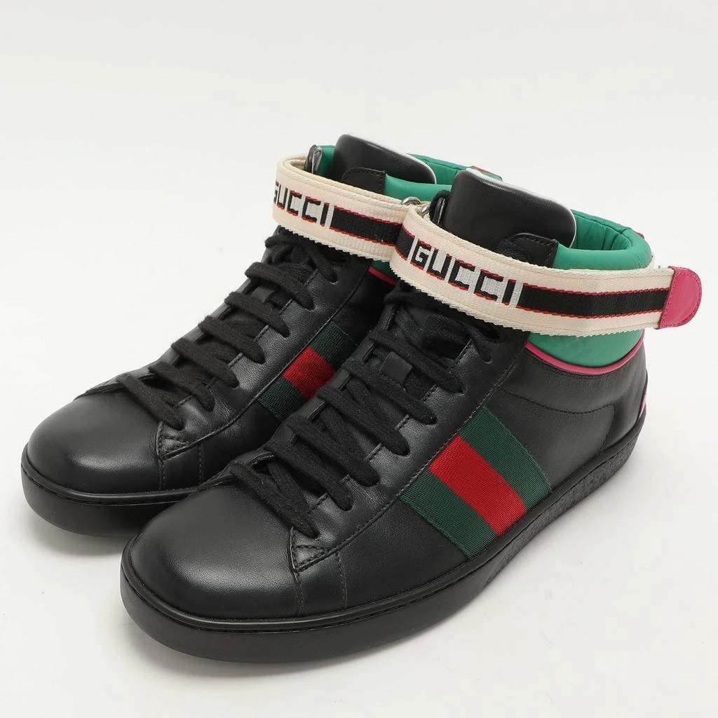 Gucci Gucci Black Leather Stripe Ace High Top Sneakers Size 39 2