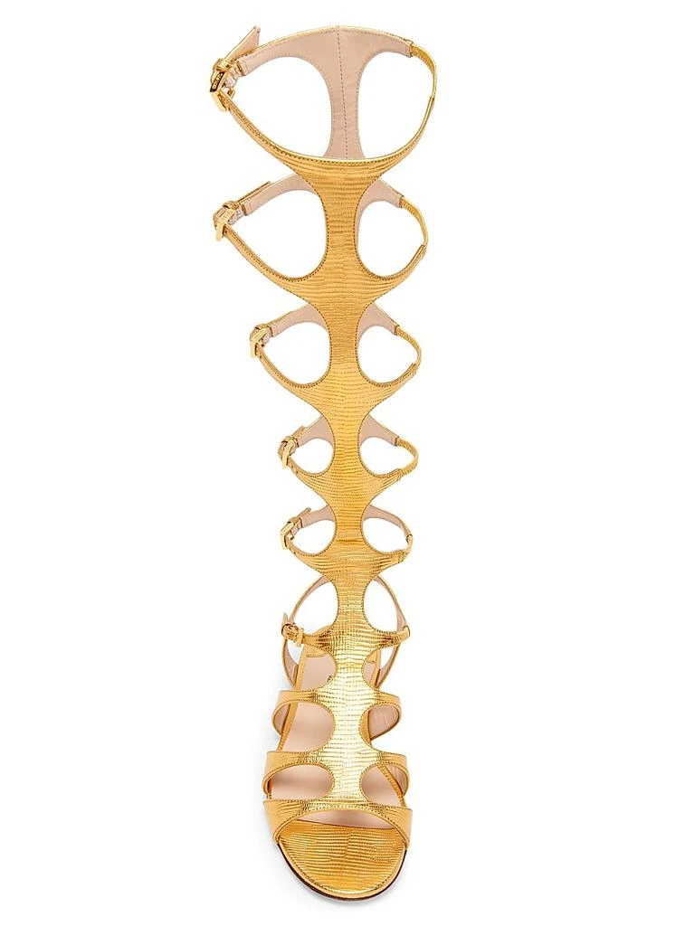 Tom Ford Laminated Printed Lizard Leather Knee-High Sandals 4