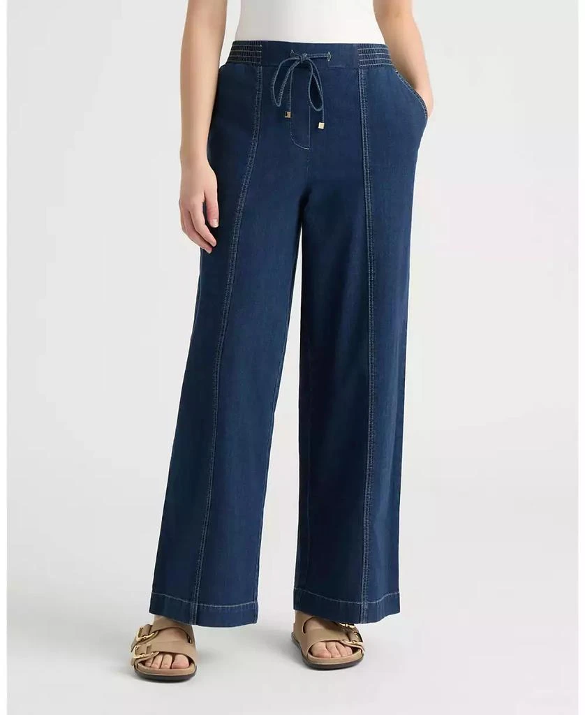 NVLT Women
s Pull-On Denim Wide Leg Pant