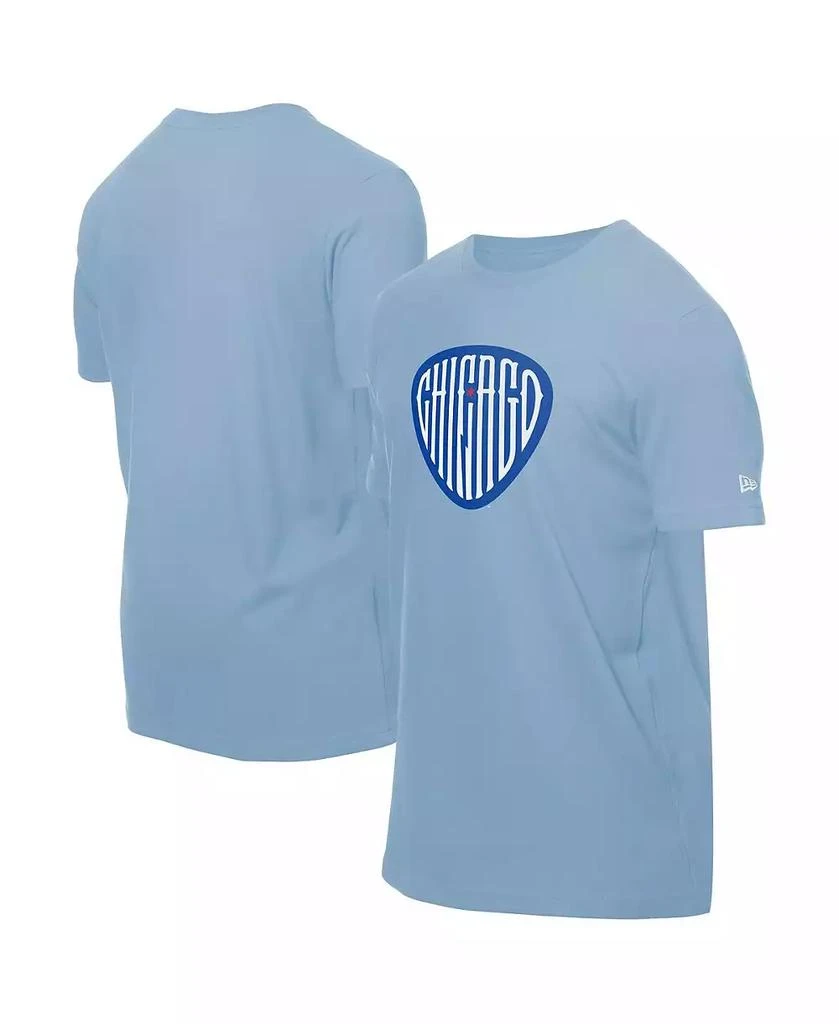 New Era Men's Light Blue Chicago Cubs Guitar Pick T-Shirt 1
