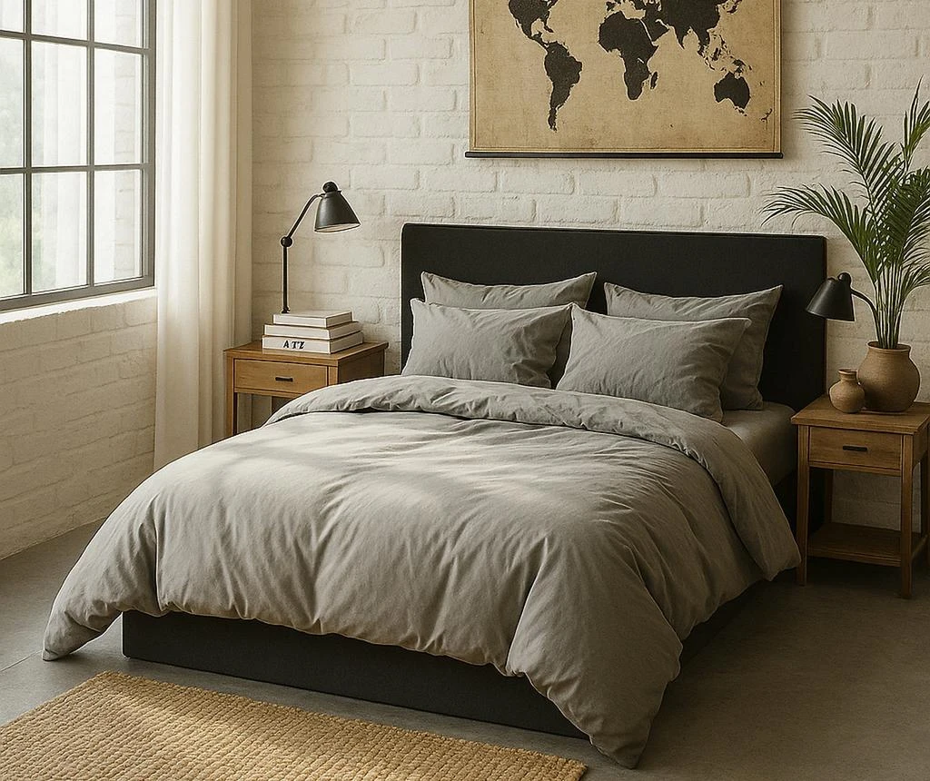 Baton Rouge Drap Housse - 100% Percale De Coton Lavé 80 Fils - Gris Perle 4