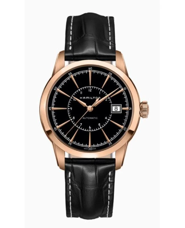Hamilton Hamilton American Classic Railroad Auto Black Dial Leather Strap Men's Watch H40505731 1