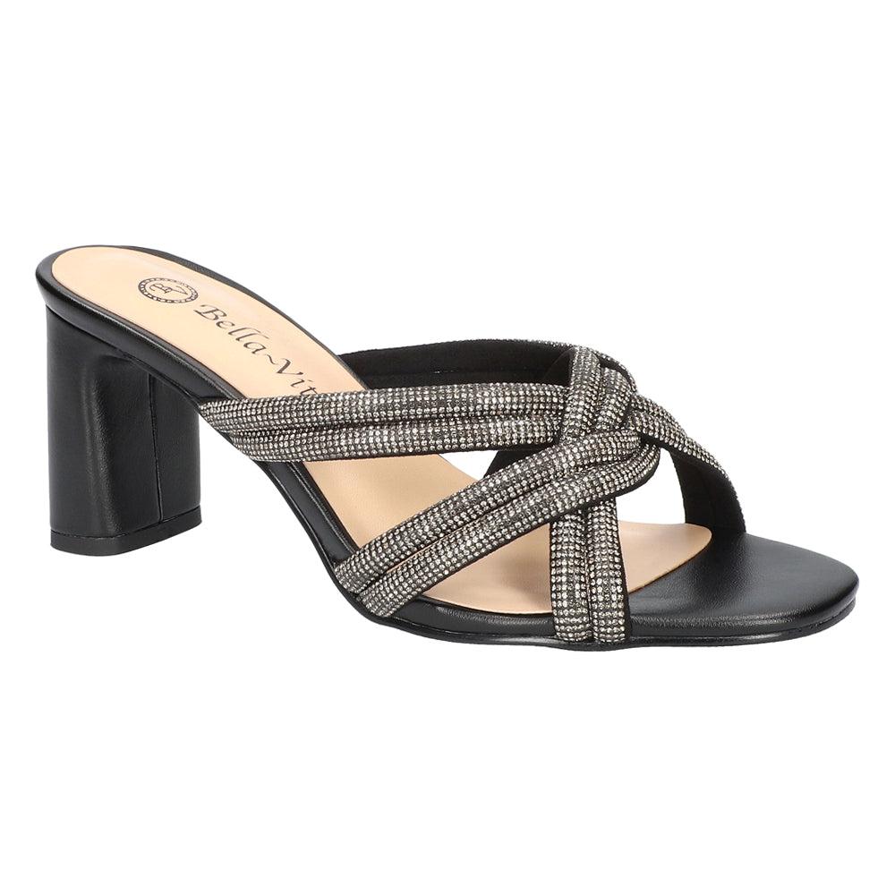 Bella Vita Carmen Rhinestone Block Heel Sandals