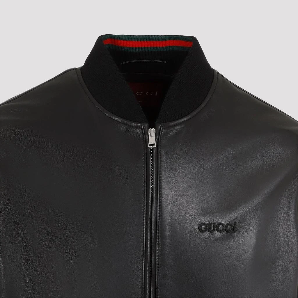 Gucci Black Lamb Leather Bomber Jacket 4