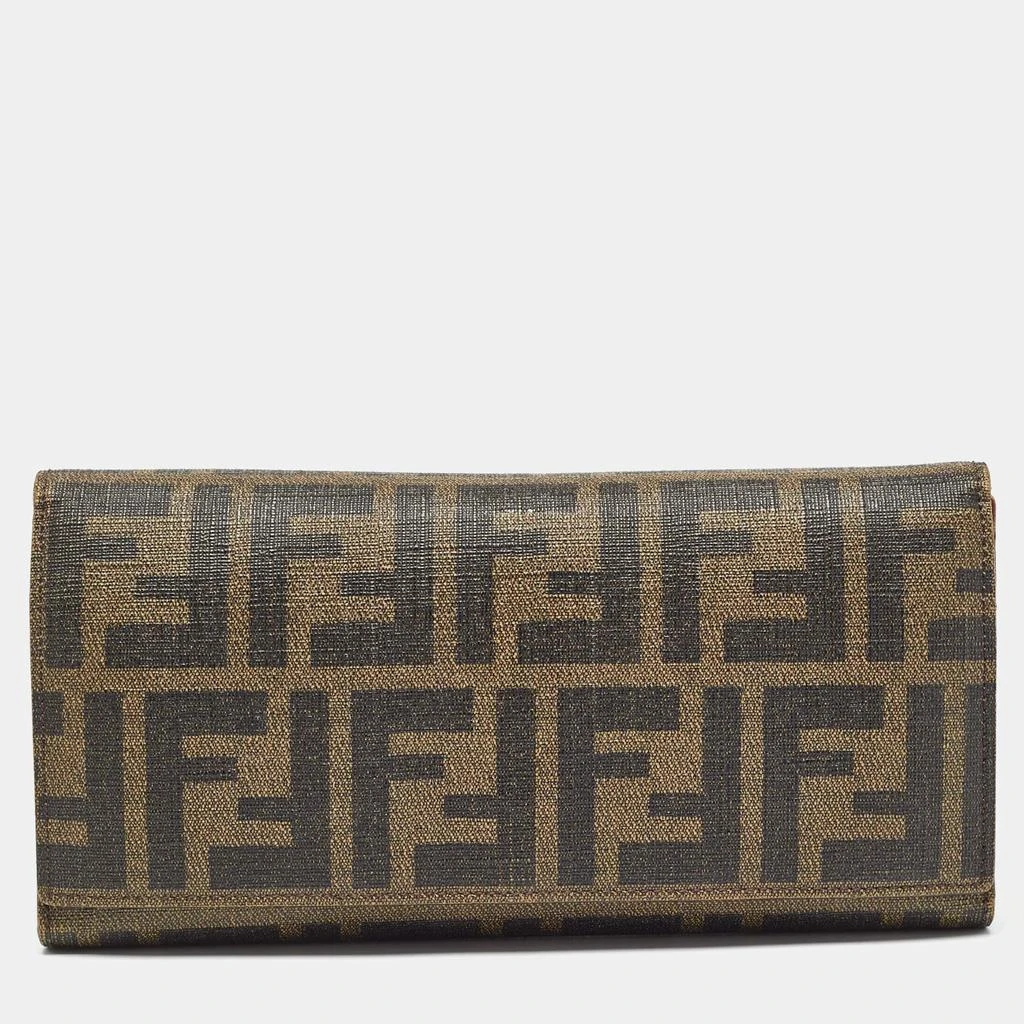 Fendi Fendi Tobacco Zucca Coated Canvas Trifold Flap Continental Wallet 1