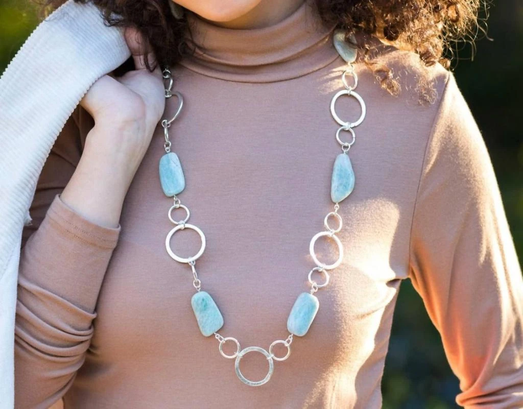 Anju Anju - Women
s Amazonite Necklace and Earring Ensemble Set 3