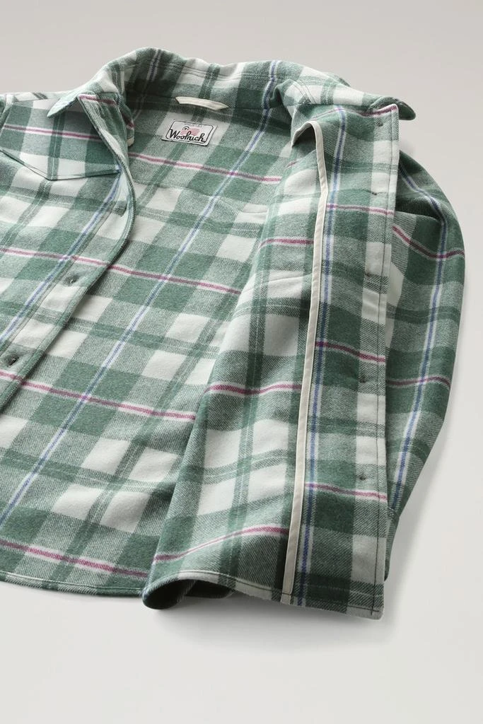 Woolrich Western Check Overshirt in Wool Blend Flannel - Women - Brown 4