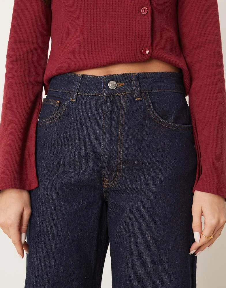 ASOS ASOS DESIGN leopard print turn up jean in indigo 5