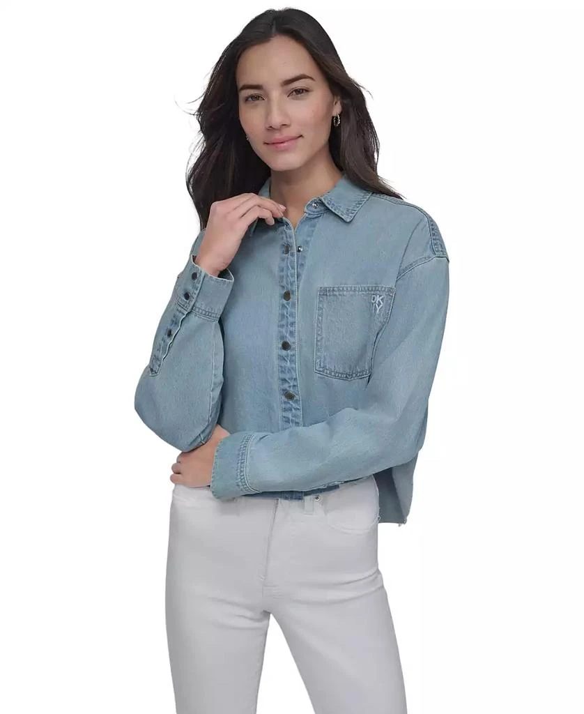 DKNY Women's Cropped Chambray Shirt 4