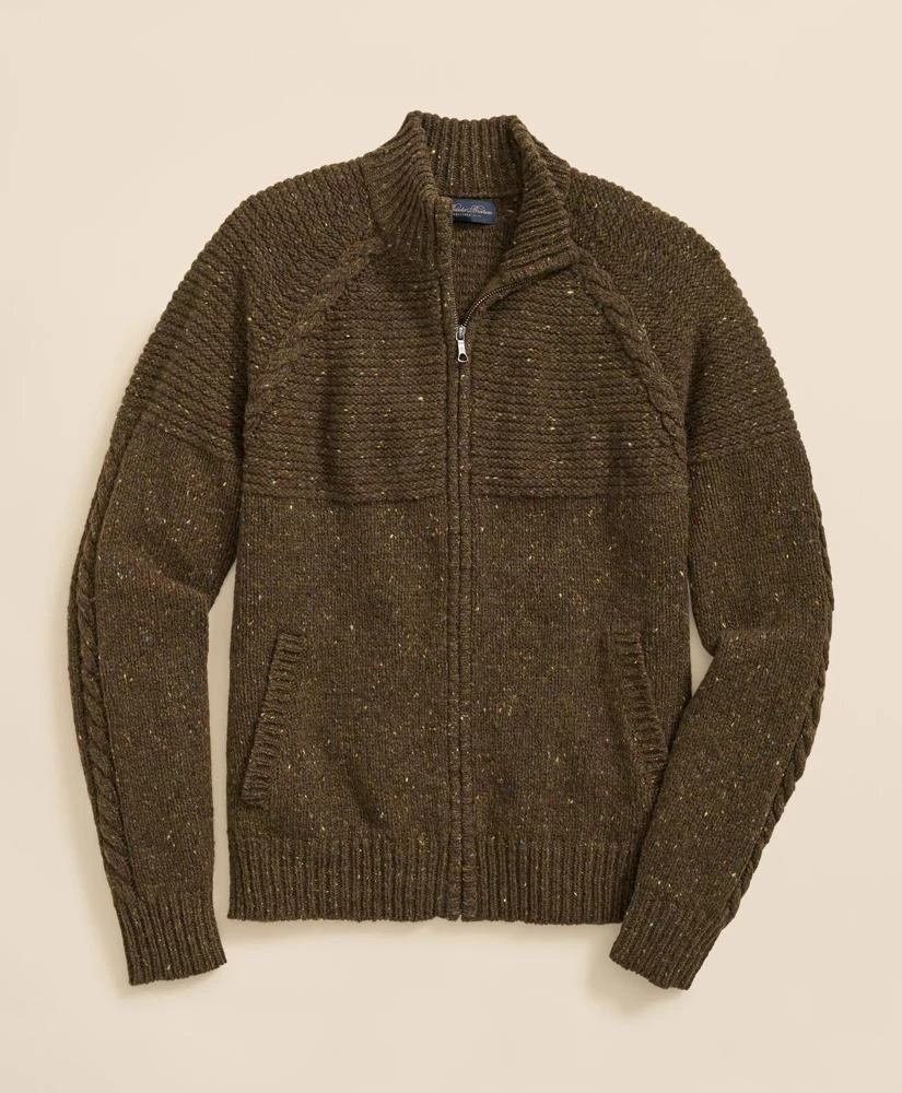 Brooks Brothers Merino Wool Donegal Zip Cardigan