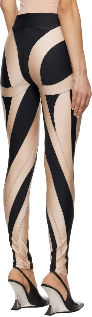 Mugler Black & Beige Spiral Leggings 3