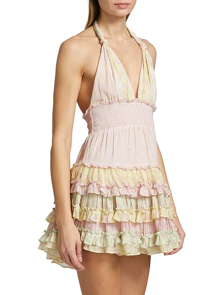 LOVESHACKFANCY Quintelle Halterneck Ruffled A-Line Minidress 4