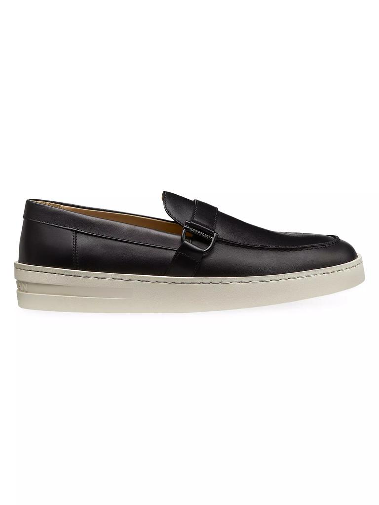 Stuart Weitzman Hamptons Leather Buckle Loafers