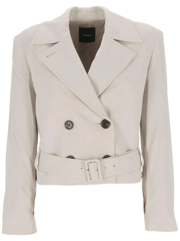 Theory Theory Double-Breasted Belted Cropped Coat 1