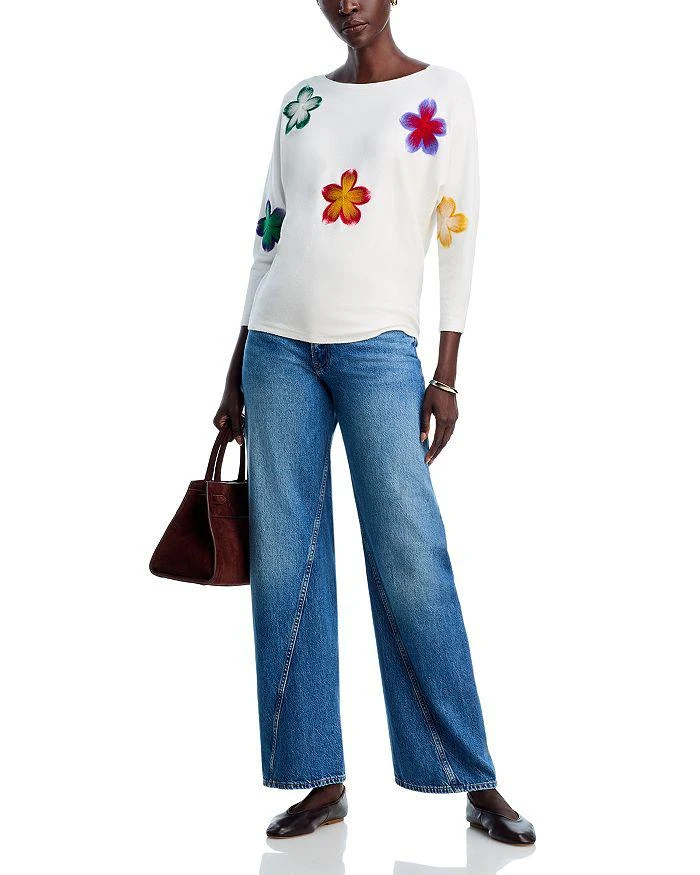 Sioni Floral Embroidered Dolman Sleeve Sweater 2
