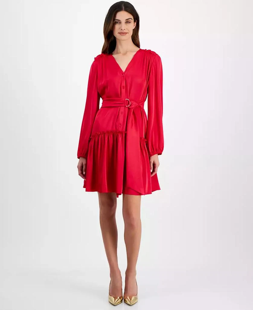 Taylor Women's Ruffled-Hem Tie-Waist Fit & Flare Dress 1