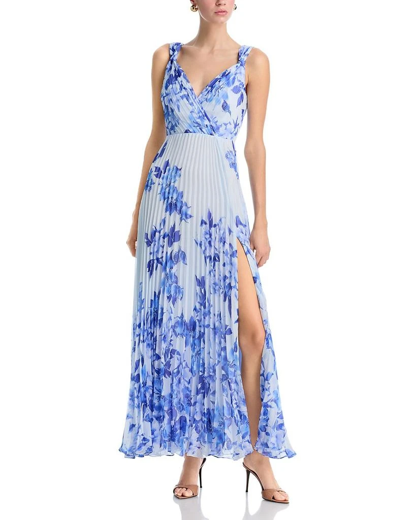 navy blue dress for baby girl Andréa Blue Pleated Maxi Dress with Cutout Detail, L / Blue main image 1