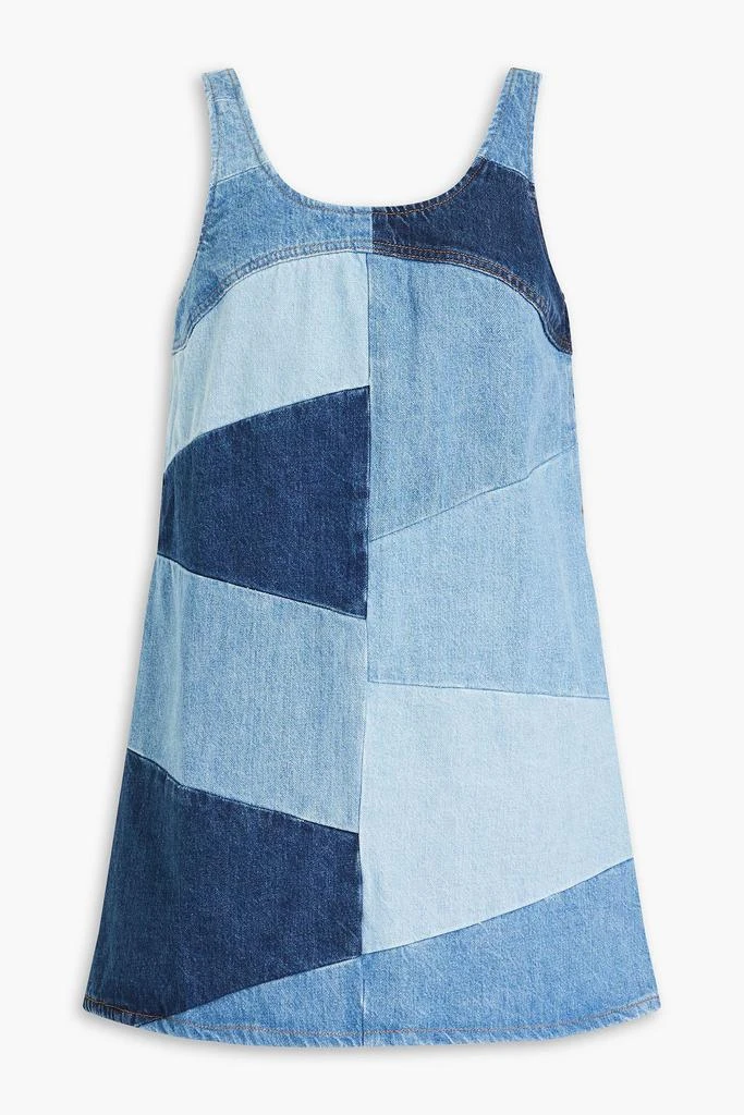 FRAME Patchwork-effect denim mini dress 1