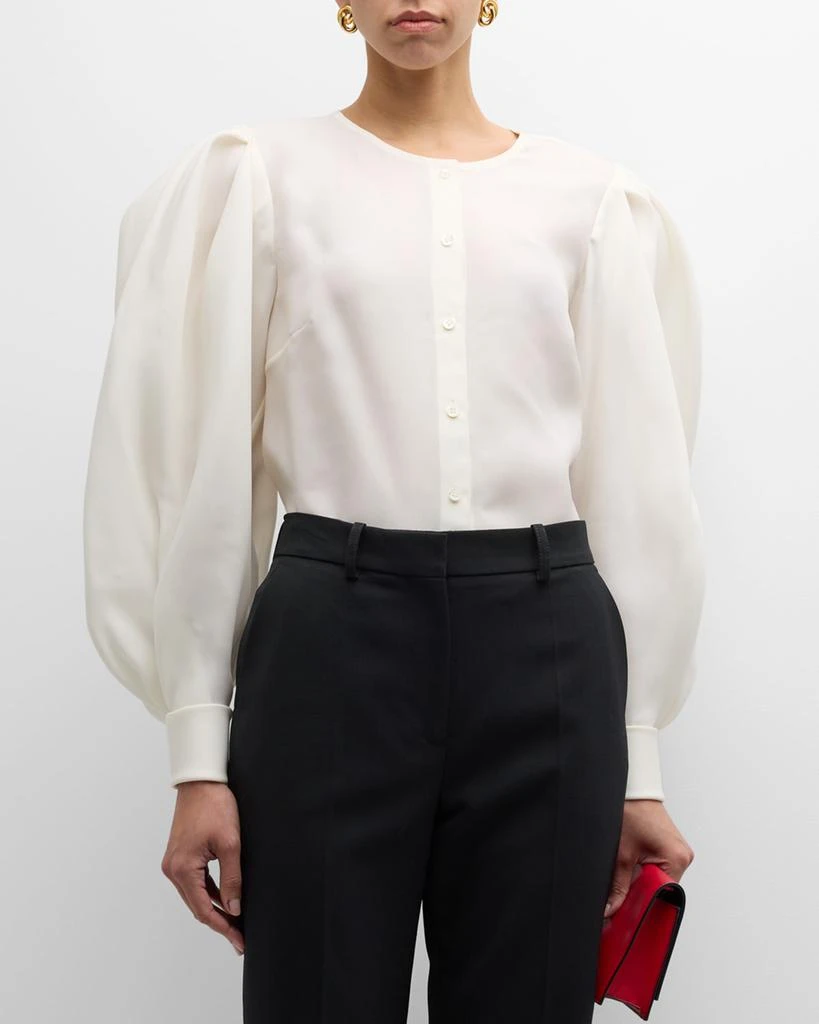 Carolina Herrera Puff Sleeve Button-Front Top 1