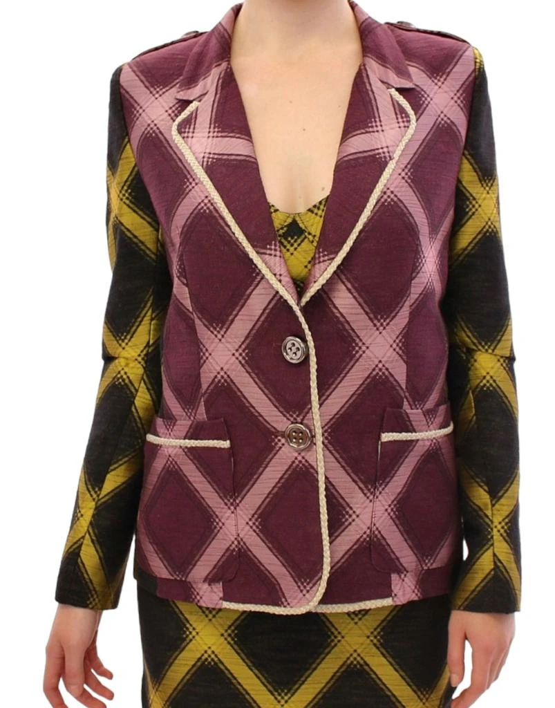 House of Holland House of Holland Chic Purple Checkered Jacket Blazer 1