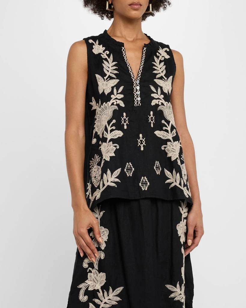 Johnny Was Orla Floral-Embroidered Linen Tank 4