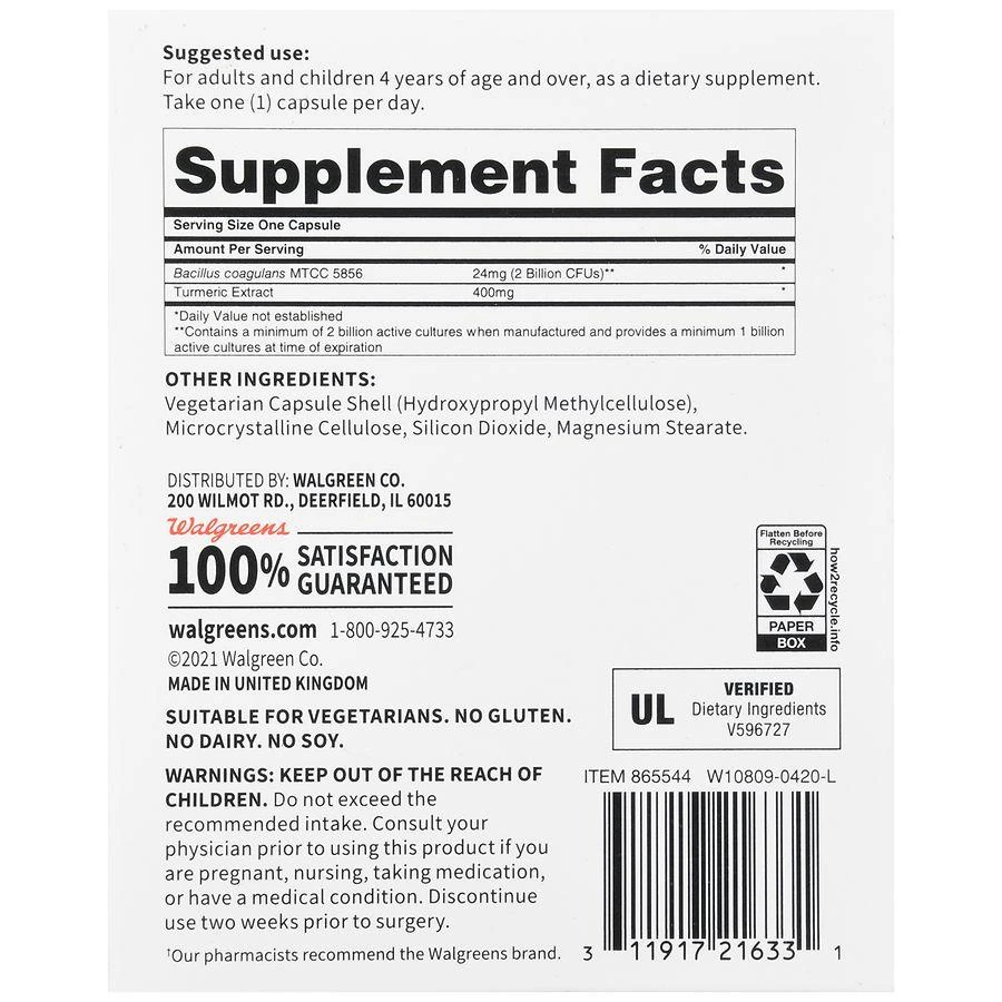 Walgreens Probiotic + Turmeric Extract Capsules 4