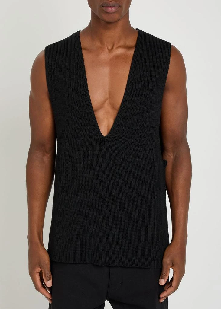 Rick Owens V-neck ribbed wool tank 2