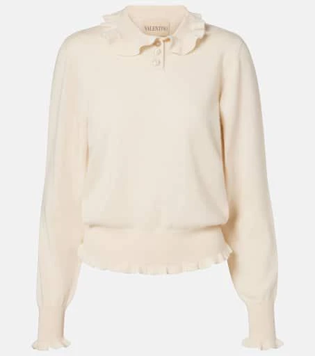 Valentino Ruffled cashmere polo sweater 1