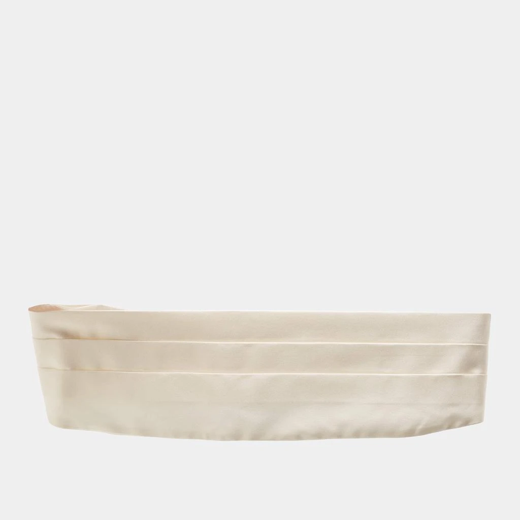 Prada Prada White Silk Satin Tuxedo Cummerbund 1