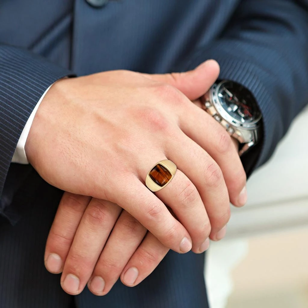 LuvMyJewelry Chatoyant Red Tiger Eye Quartz Sterling Silver Men Signet Ring 5