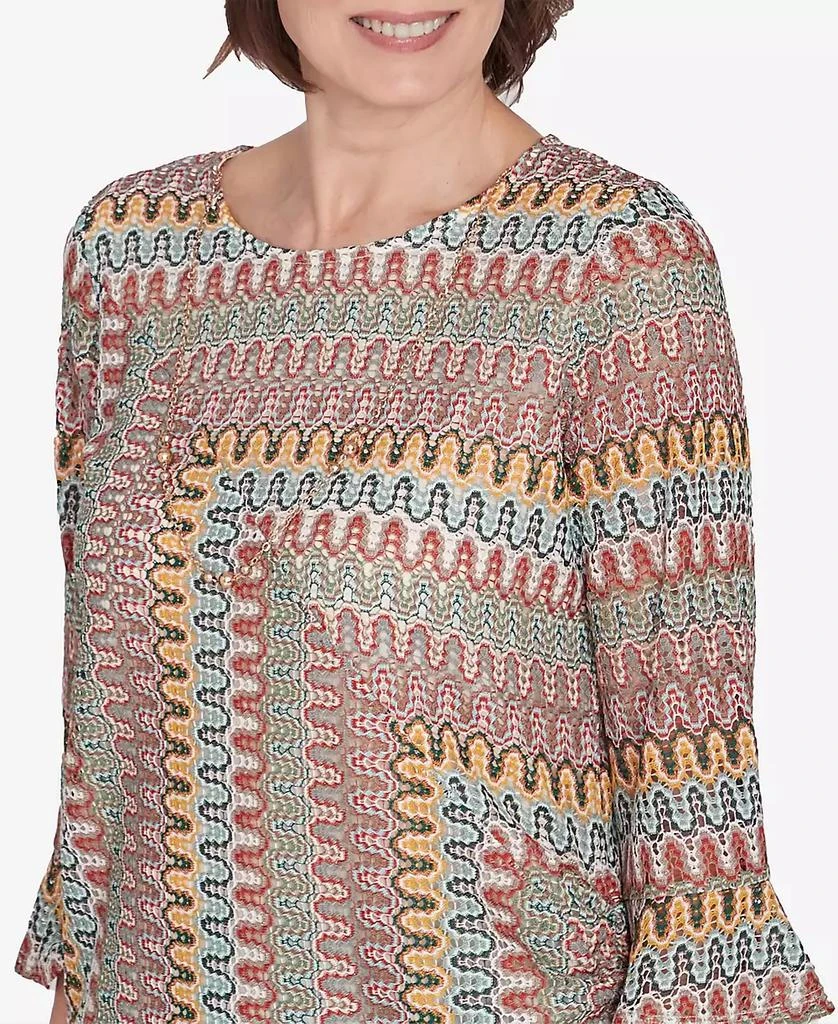 Alfred Dunner Petite Emerald Isle Spliced Texture Top with A Drawstring Hemline 5