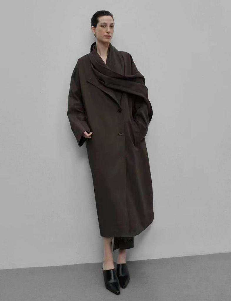 Pixie Market Brown Scarf Coat