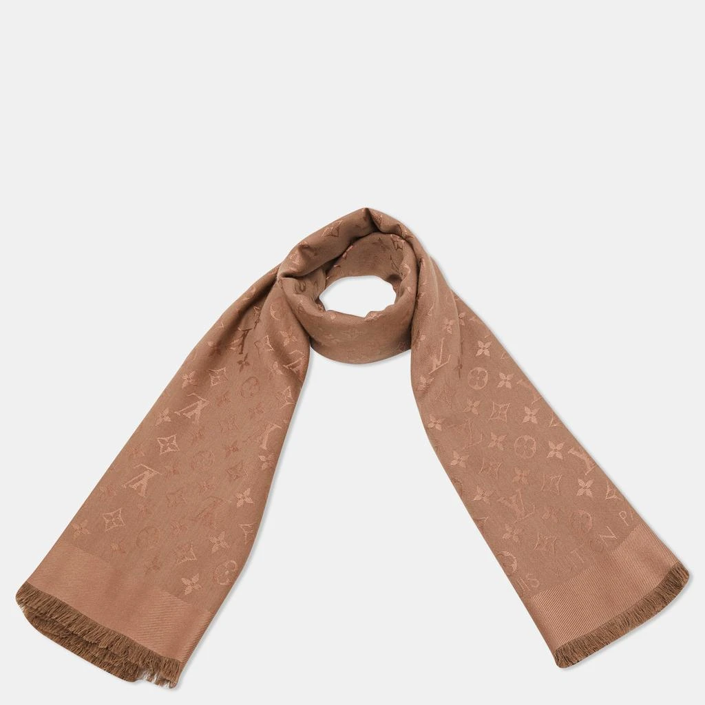 Louis Vuitton Louis Vuitton Brown Monogram Silk and Wool Scarf 4