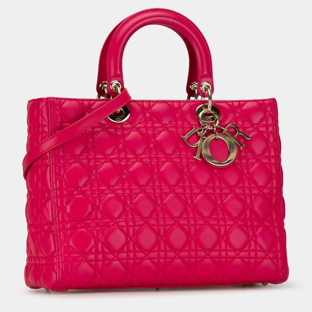 Dior Dior Pink Leather Large Cannage Lady Dior Tote Bag 2
