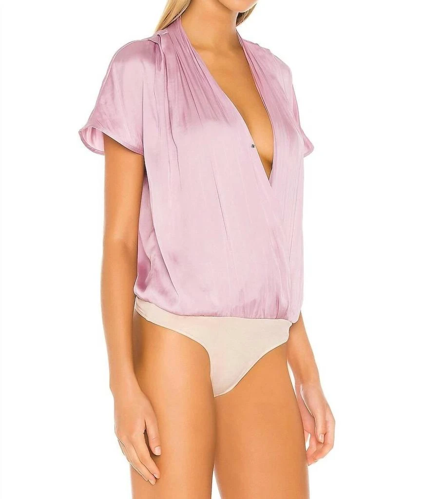 Paige Dijon Surplice Short Sleeves Bodysuit In Pink 2