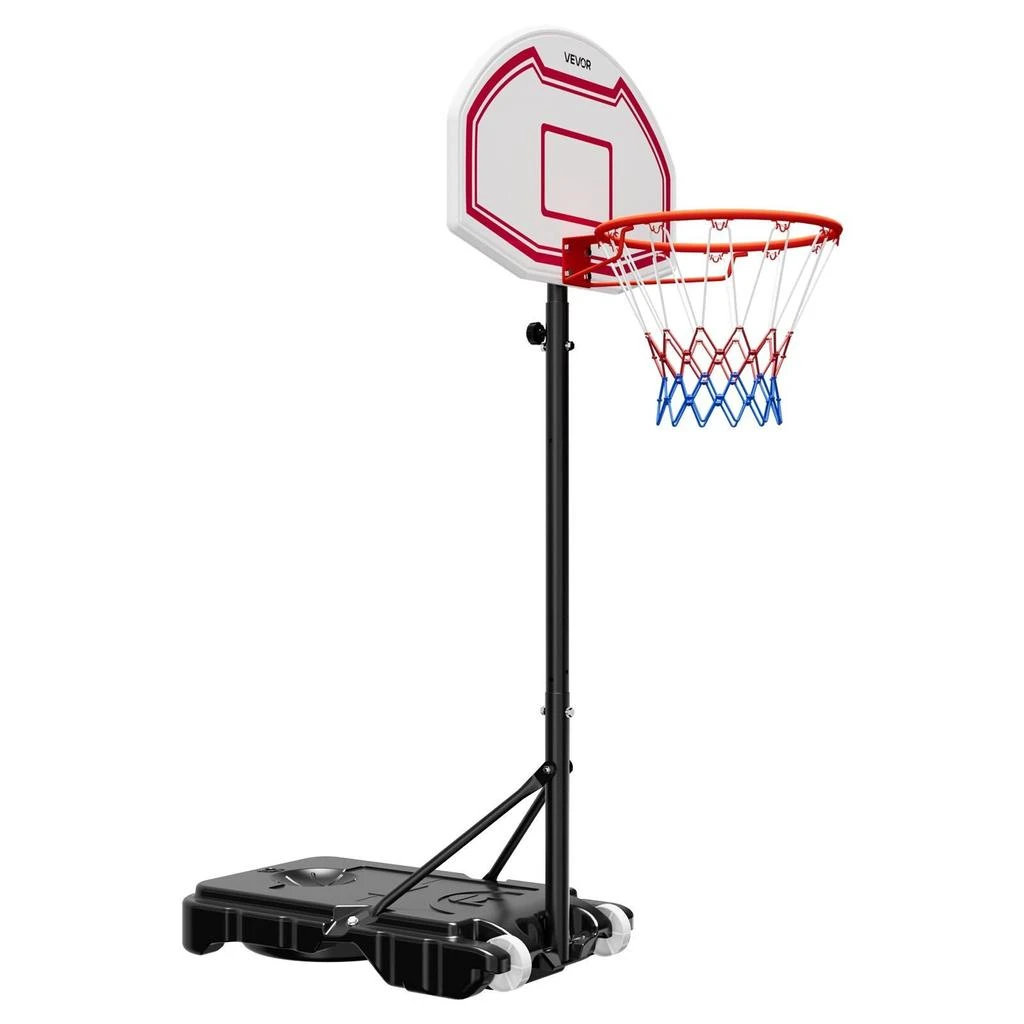 VVOR Portable Basketball Stand, 5.2 to 6.9 ft Height Adjustment Basketball Hoop 
Goal, Kids Adjustable Basketballs Hoop with Nylon Net 
Rolling Wheels, Portable Backboard Set for Patios, Poolside 1