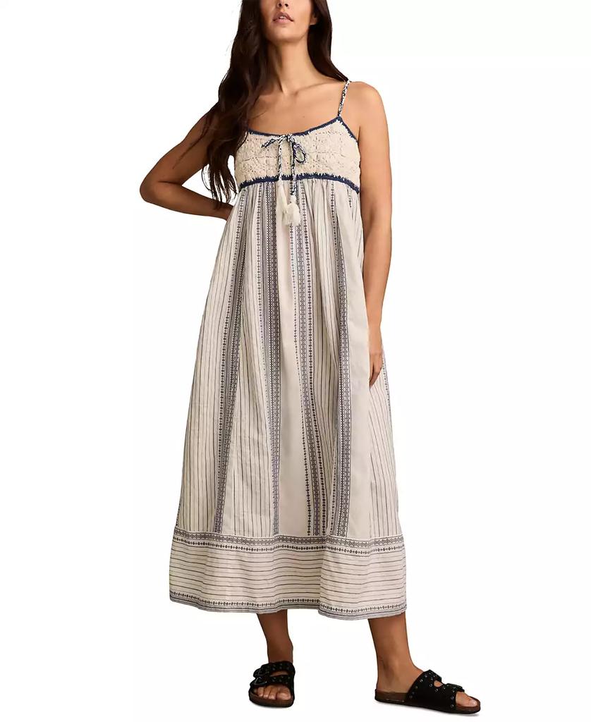 Lucky Brand Women's Crochet Bodice Cotton Maxi Dress