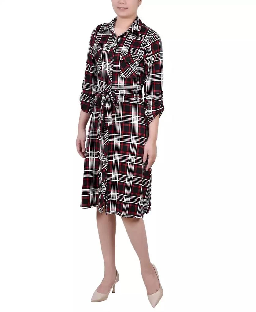 NY Collection Petite 3/4 Sleeve Roll Tab Shirtdress 3
