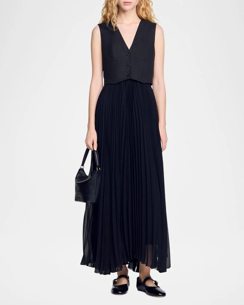 Sandro Montaigne Mixed Media Maxi Dress 2