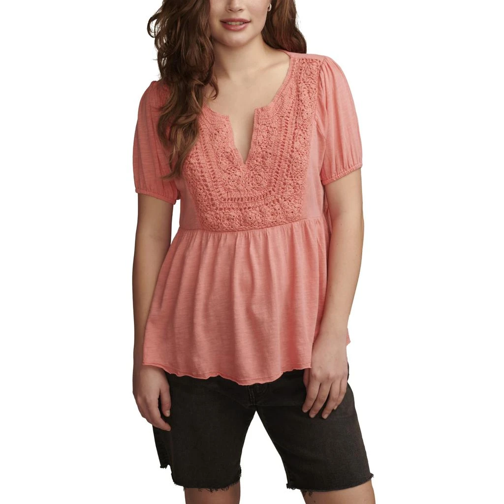 Lucky Brand Crochet Yoke Babydoll Top 1