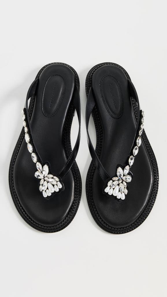 Simone Rocha Beige Embellished Flower Flip-Flops - Sandals