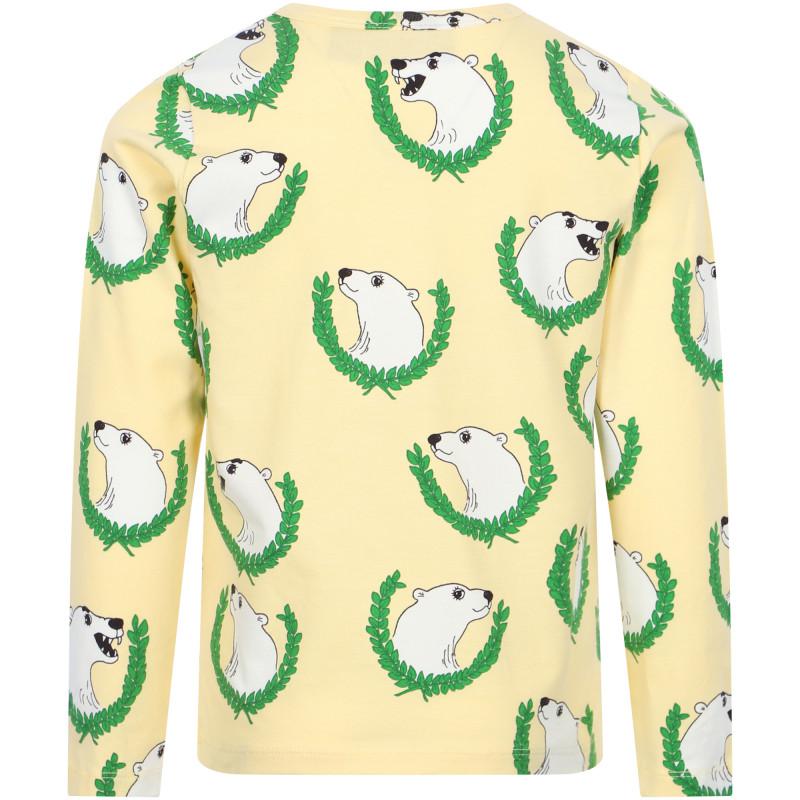 Mini Rodini Polar bear print long sleeved t shirt in vanilla yellow
