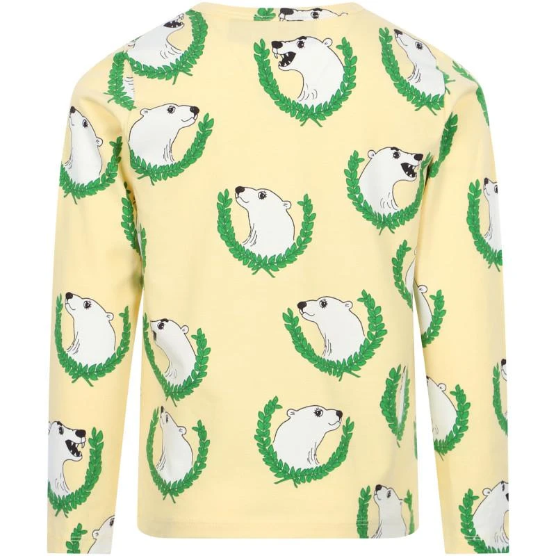Mini Rodini Polar bear print long sleeved t shirt in vanilla yellow 2