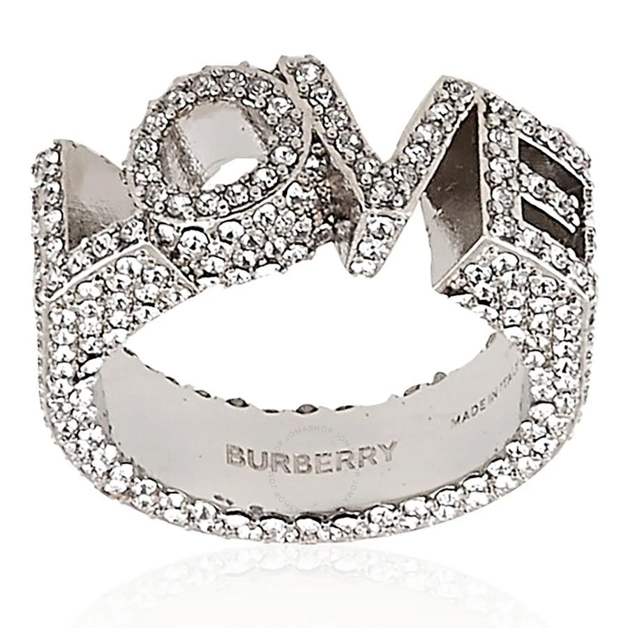 Burberry Ladies Silver Crystal And Palladium-Plated Love Ring 3