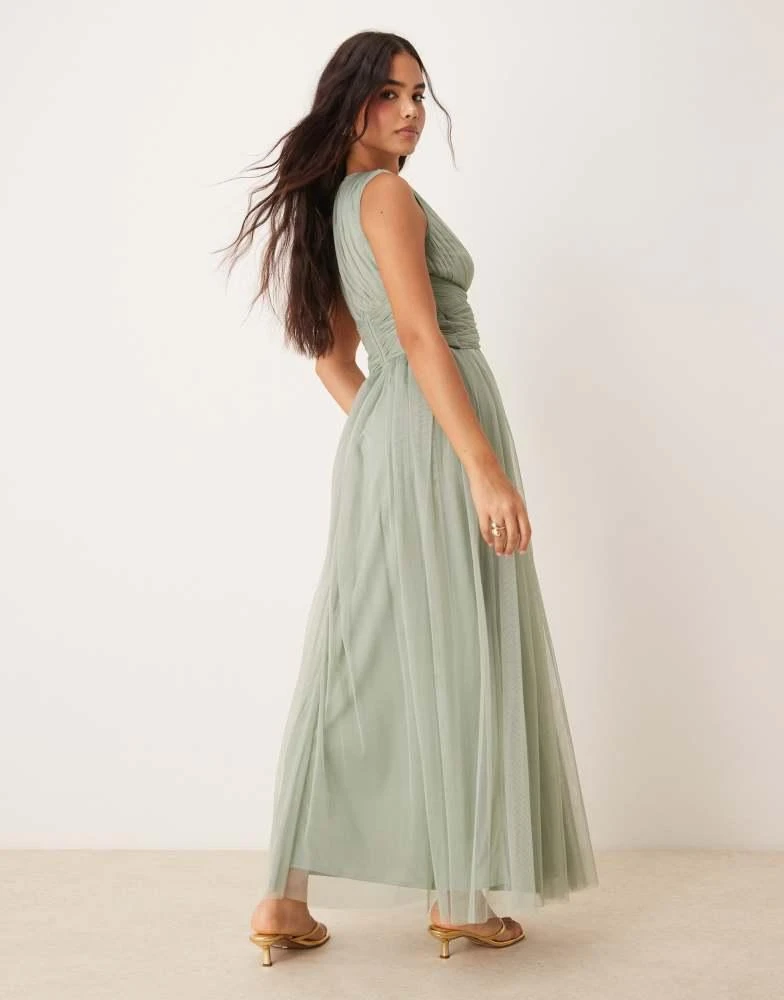 anaya bridesmaid dresses Anaya With Love Women's Tulle Bridesmaid Maxi Dress Size 2 Plunge Front Sage NWT