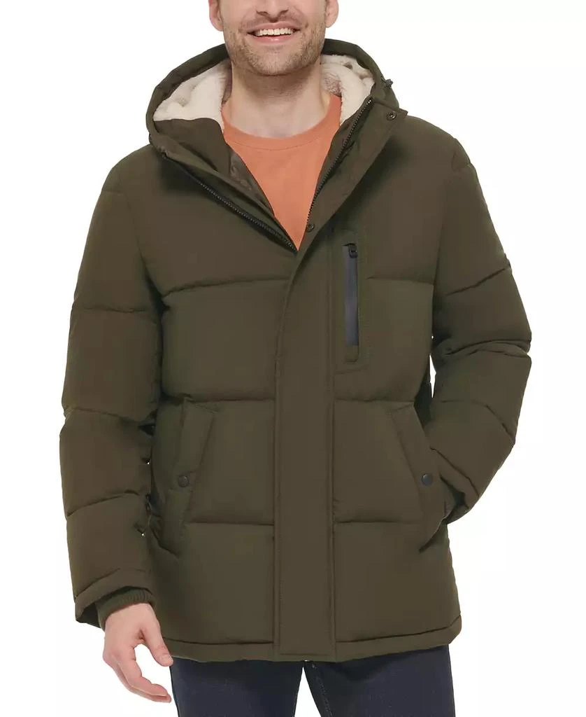 Cole Haan Men's Puffer Coat With Fleece-Lined Hood Coats