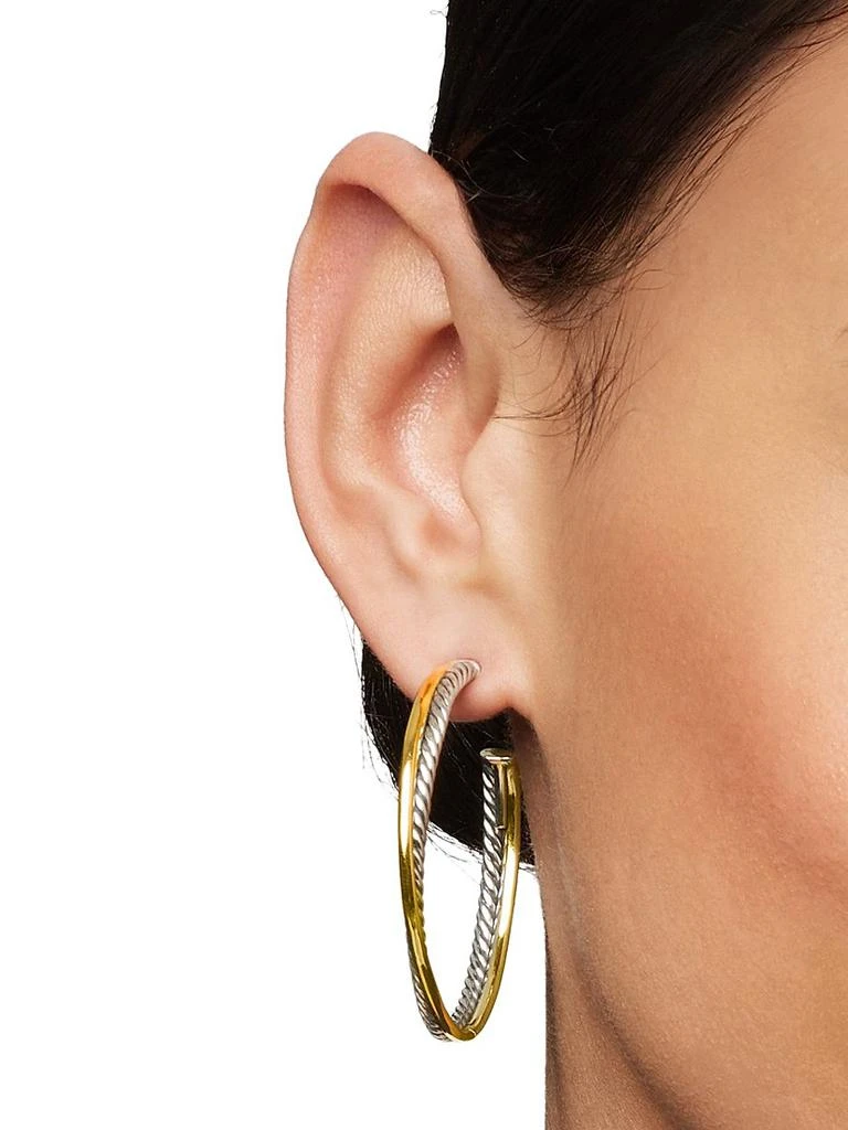 David Yurman Crossover Hoop Earrings in Sterling Silver with 18K Yellow Gold, 44mm 2