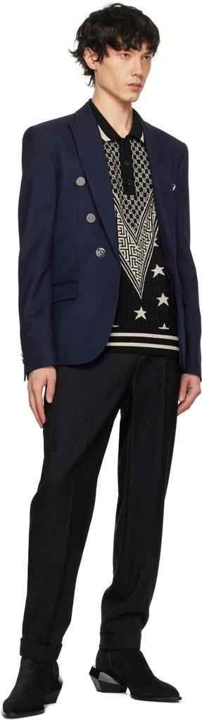 Balmain Black Monogram Stars Polo 4