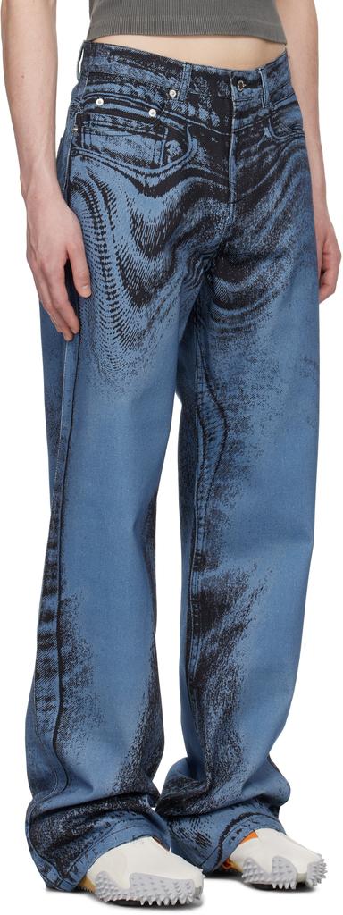 CAMPERLAB Blue & Black Distorted Print Denim Jeans